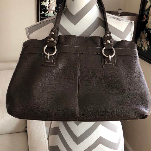 🎉 Coach Brown Pebble Leather Penelope Carryall - Picture 3 of 6